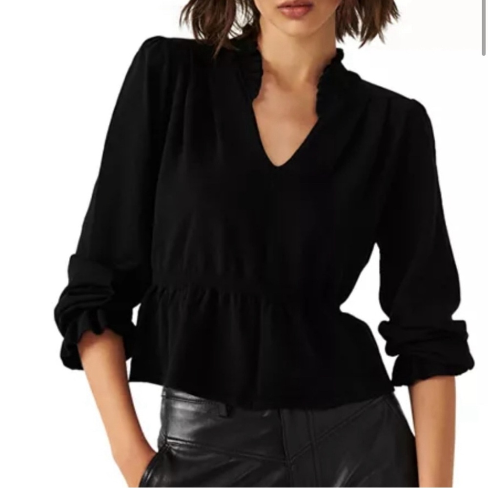 ba&sh black xs long sleeve peplum sweater